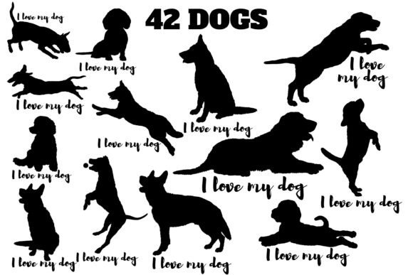42 Dog Silhouette I Love Me Dog SVG