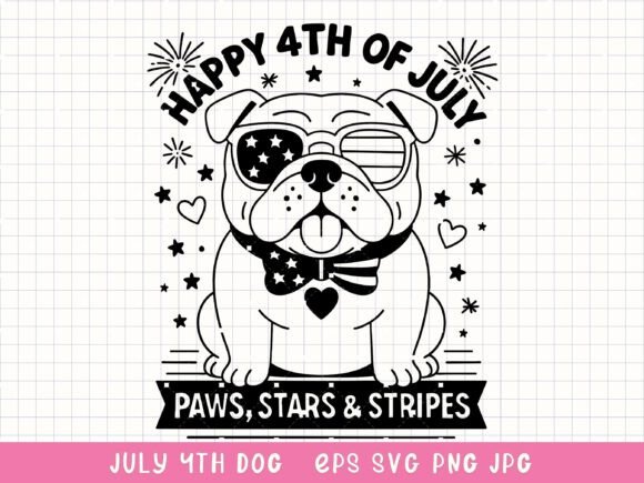 4th of July Dog Svg Patriotic Bulldog