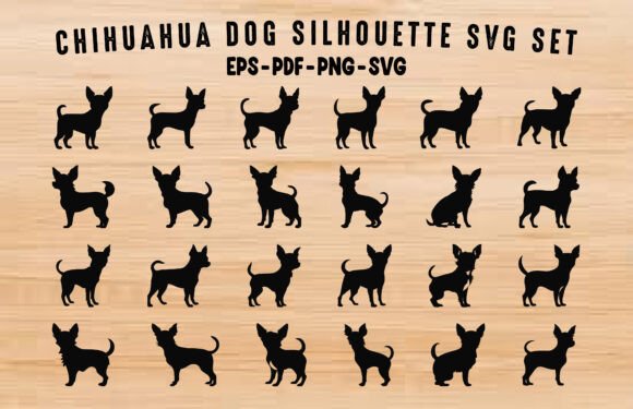 Chihuahua Dog SVG Silhouette Clipart Set