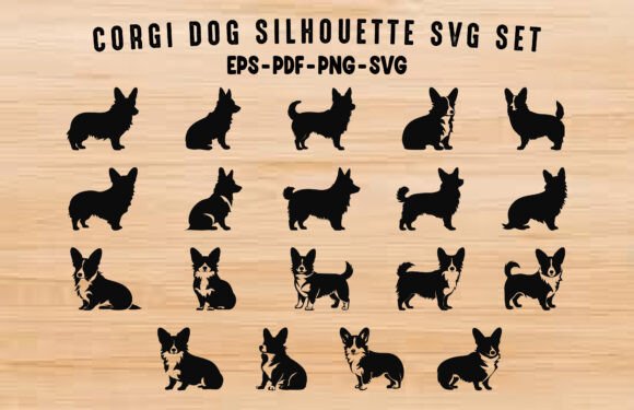 Corgi Dog SVG Silhouette Clipart Bundle