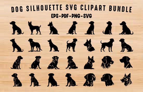 Dog SVG Silhouette Clipart Bundle