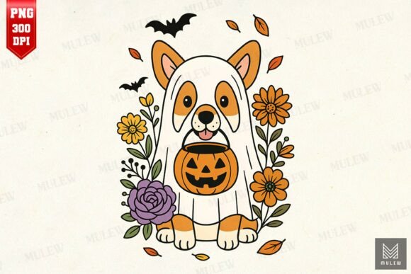 Halloween Pembroke Welsh Corgi PNG Review for Embroidery