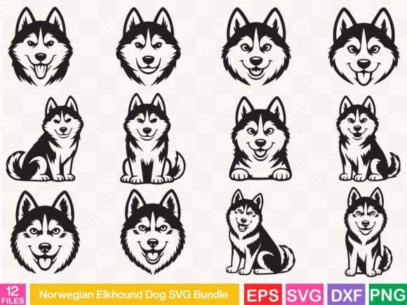Norwegian Elkhound Dog Svg Bundle