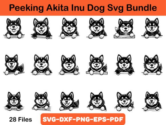 Peeking Akita Inu Dog Svg Bundle