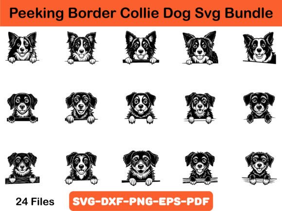 Peeking Border Collie Dog Svg Bundle