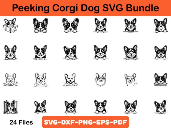 Peeking Corgi Dog SVG Bundle