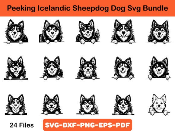 Peeking Icelandic Sheepdog Dog Svg