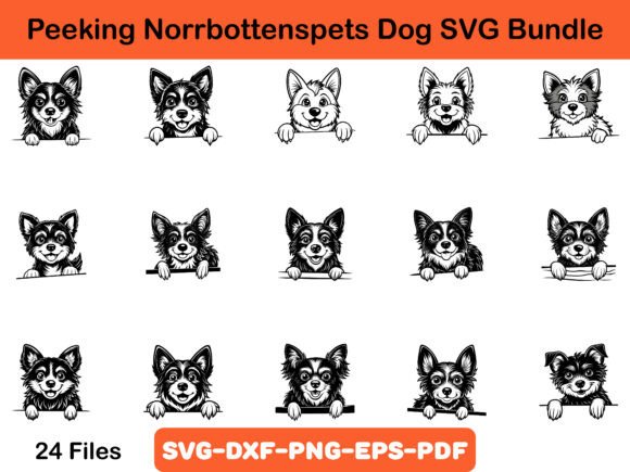 Peeking Norrbottenspets Dog SVG Bundle