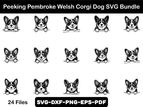 Peeking Pembroke Welsh Corgi Dog SVG