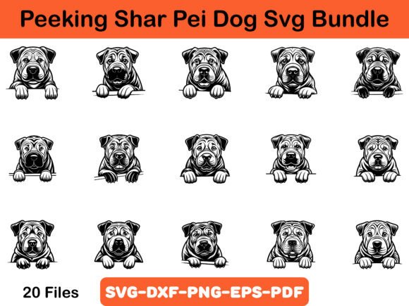 Peeking Shar Pei Dog Svg Bundle