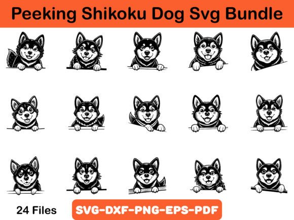 Peeking Shikoku Dog Svg Bundle