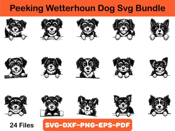 Peeking Wetterhoun Dog Svg Bundle