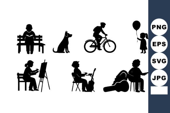People Leisure Activities Silhouettes Design Review