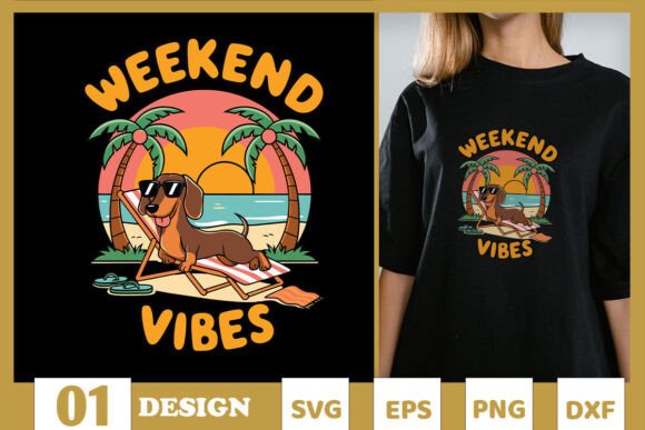 Weekend Vibes Summer Dog SVG