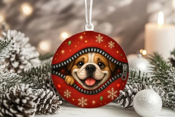 Xmas Zipper Border Collie Ornament PNG